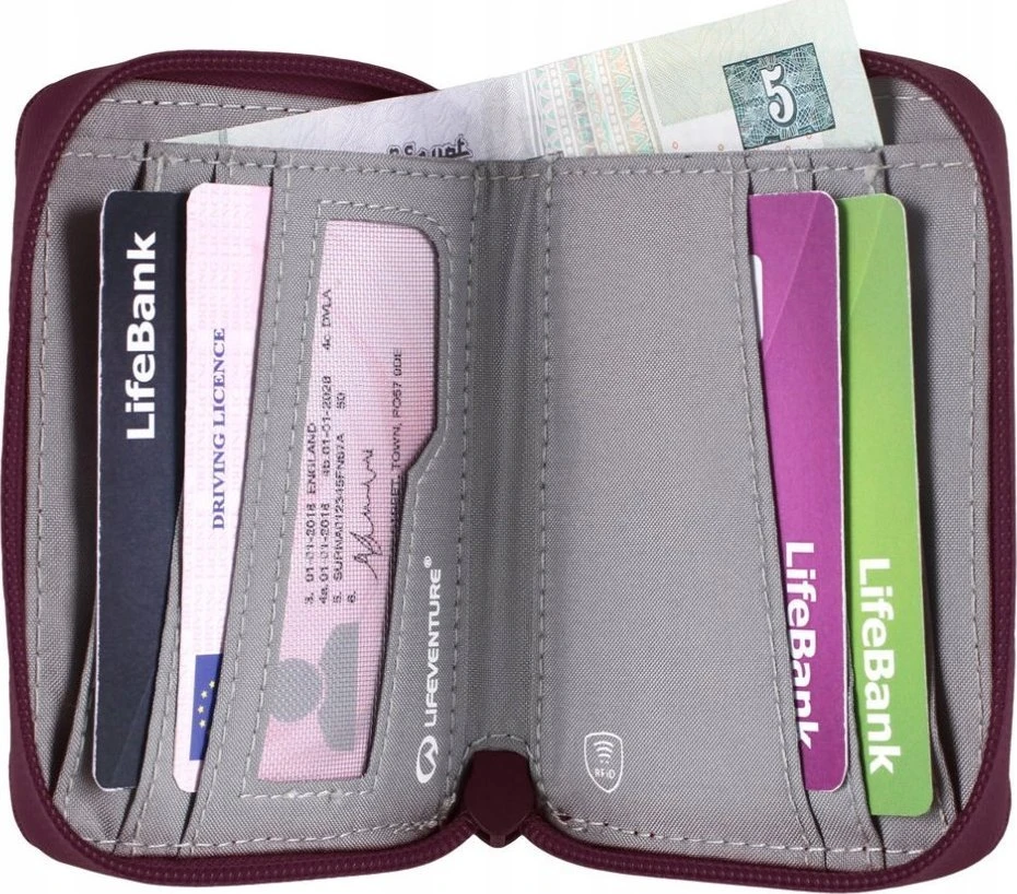 Piniginė Lifeventure RFiD Bi-Fold Recycled - Violetinė