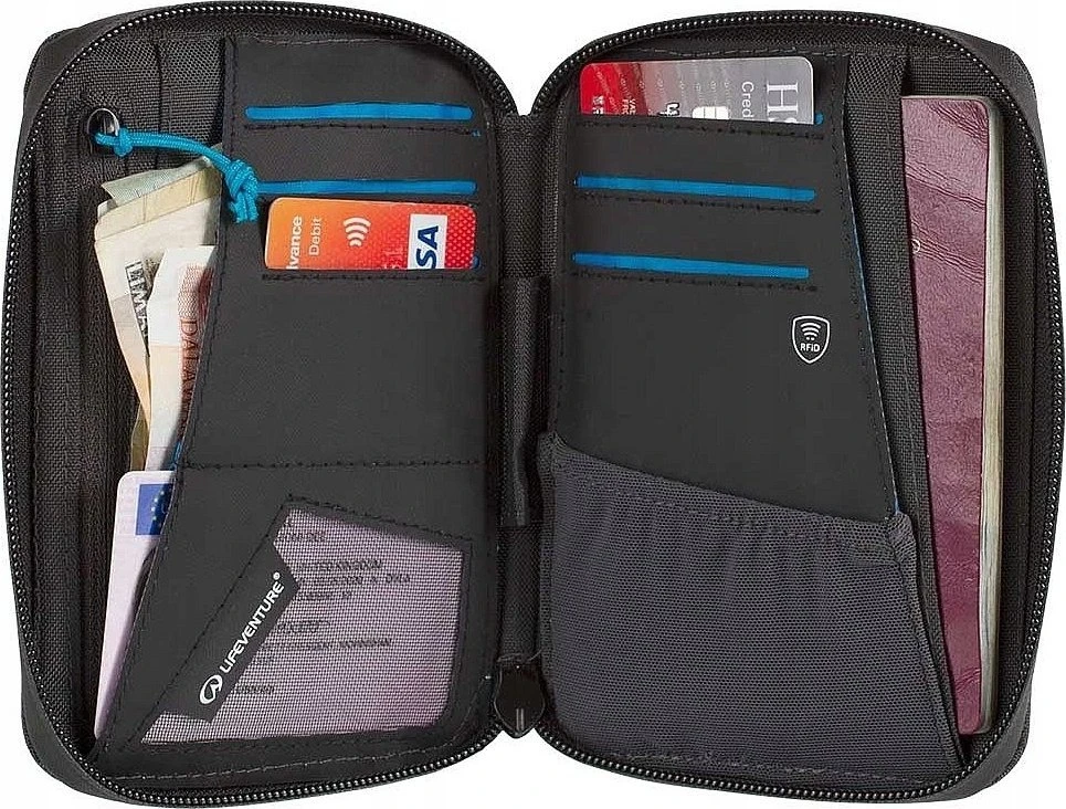 Piniginė Lifeventure RFiD Mini Travel Wallet Recycled - Mėlyna