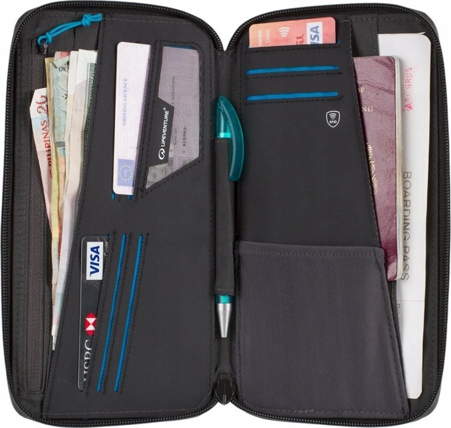 Piniginė dokumentų dėklas Lifeventure RFID Travel Wallet Recycled - Pilka