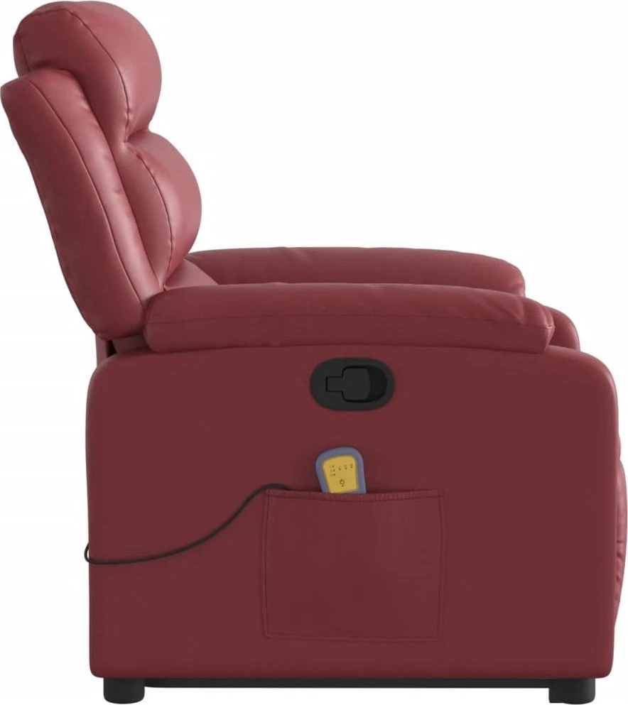 Fotelis Atsistojantis masažinis krėslas, raudonojo vyno, dirbtinė oda
