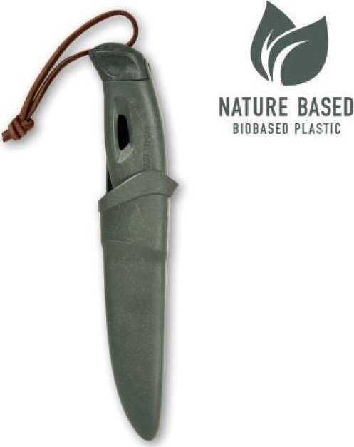 Carruzzo Morakniv "Light My Fire FireKnife" žalios spalvos peilis su akmenukais