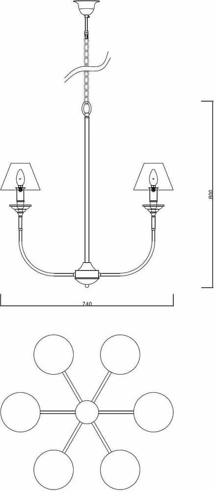 Light Prestige pakabinamas šviestuvas Glamour pakabinamas šviestuvas LP-979/6P liustra ant grandinėlės juoda