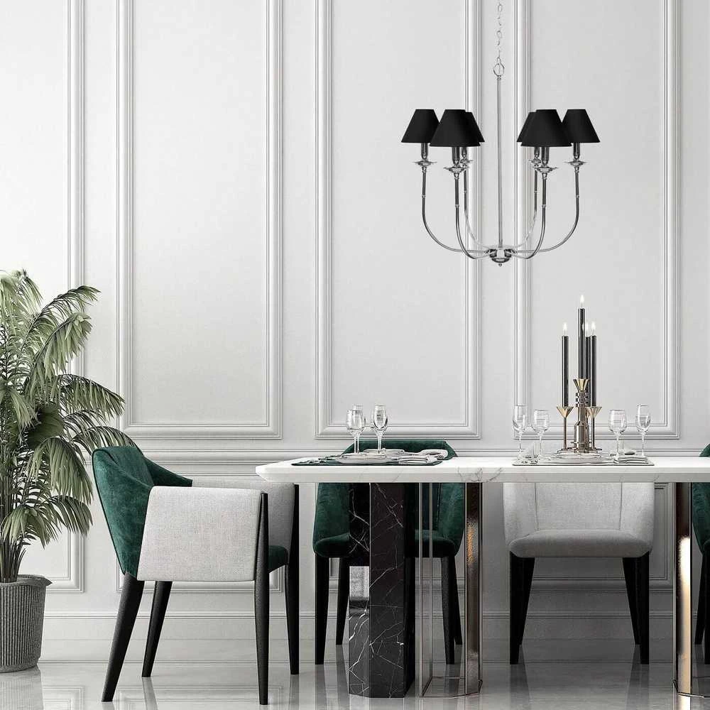 Light Prestige pakabinamas šviestuvas Glamour pakabinamas šviestuvas LP-979/6P liustra ant grandinėlės juoda