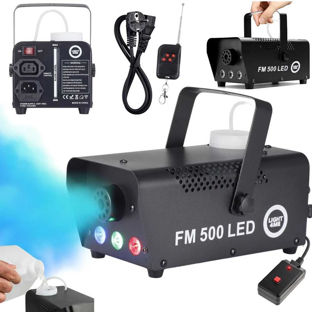 Light4Me FM 500 LED V2 - 500W smoke/fog machine with 3x1W RGB lighting effect