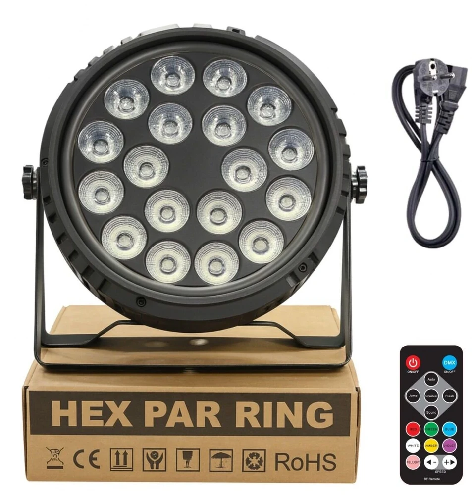 Carruzzo LIGHT4ME HEX PAR RING scenos prožektorius su ašies efektu