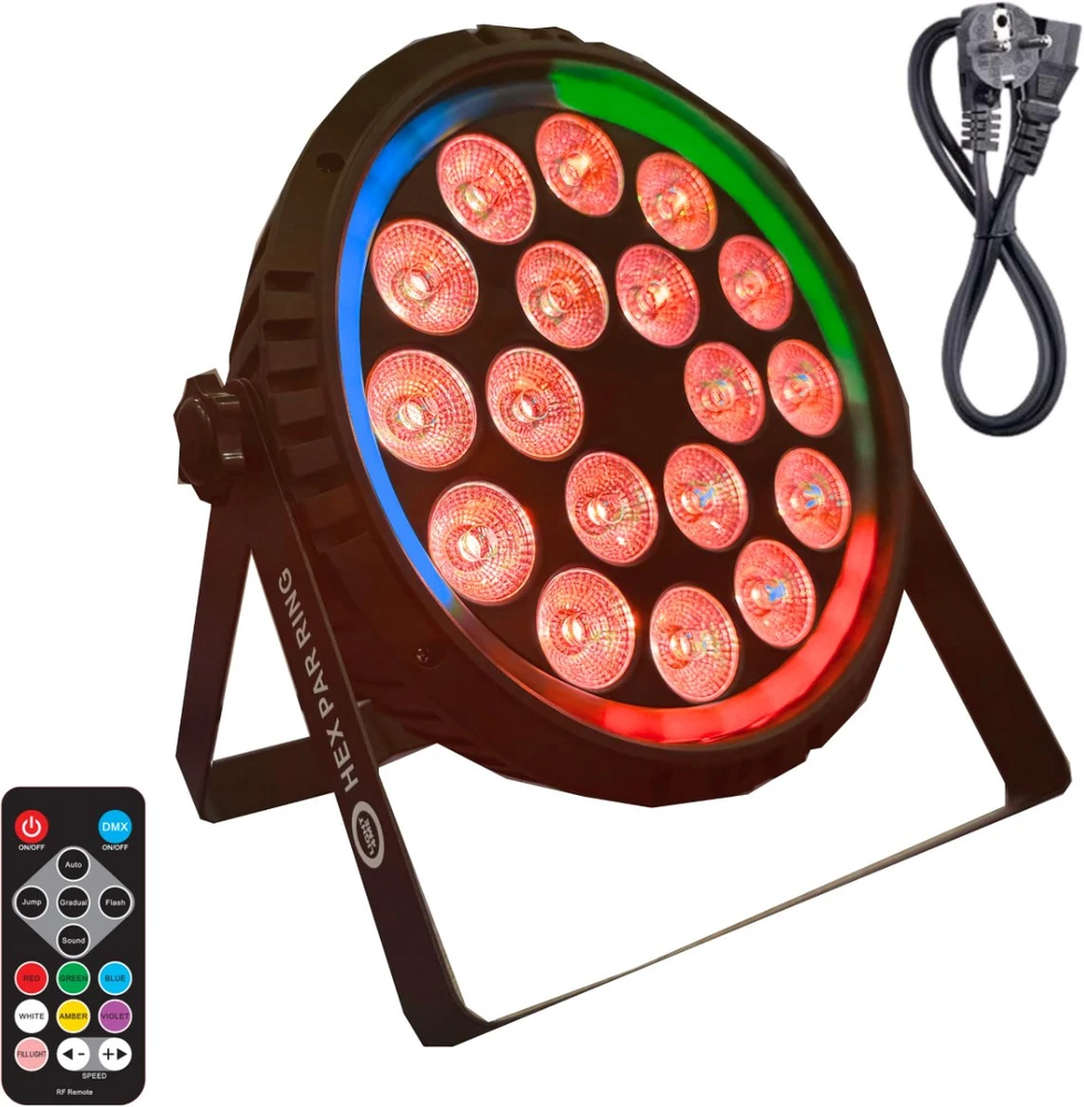 Carruzzo LIGHT4ME HEX PAR RING scenos prožektorius su ašies efektu