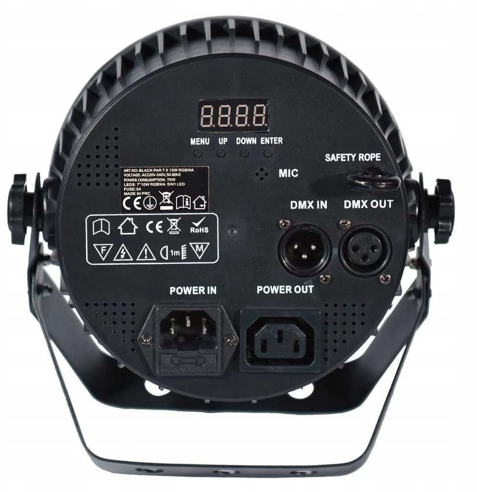 L4M LIGHT4ME Juodas PAR 7x10W RGBWA LED Galingas ir lengvas