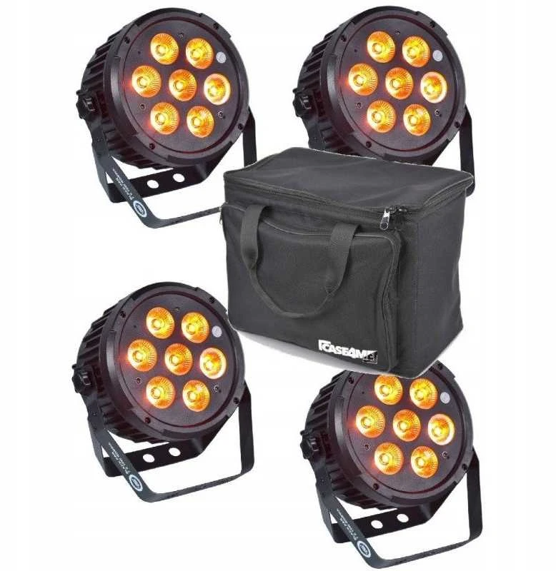 L4M LIGHT4ME Juodas PAR 7x10W RGBWA LED Galingas ir lengvas