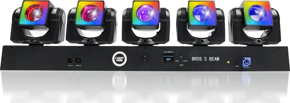 L4M LIGHT4ME BROS 5 SPINDULIŲ LED efektas su 5 judančiomis galvutėmis