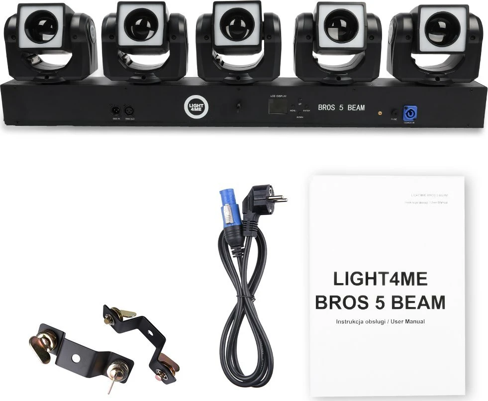 L4M LIGHT4ME BROS 5 SPINDULIŲ LED efektas su 5 judančiomis galvutėmis