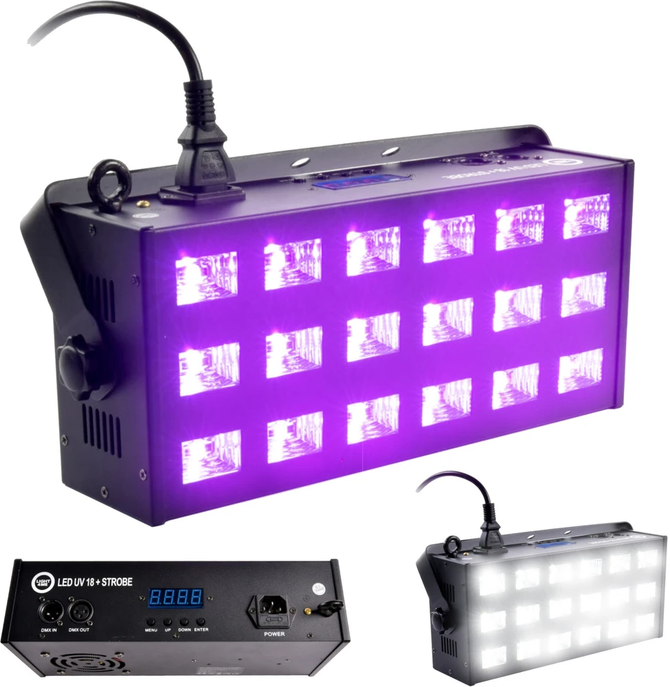 L4M reflektorius + stroboskopas LIGHT4ME LED UV 18x3W DMX