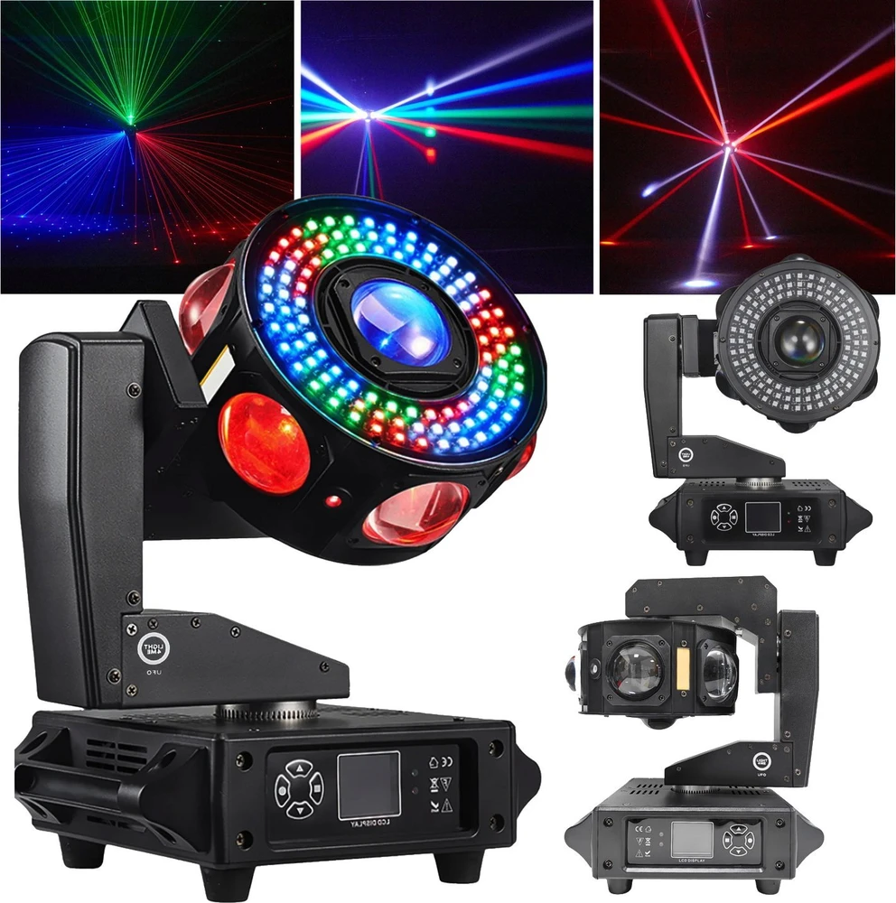 L4M UFO LED 6in1 daugiafunkcis šviesos spindulio efektas