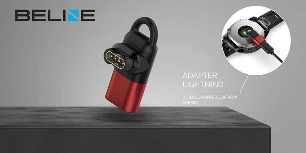 Adapteris Lightning Beline laikrodžio įkrovimui Garmin raudonas spalvos