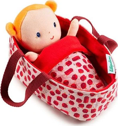 „Lilliputiens Baby in Basket“ su „Aghate“ drabužiais ir antklode