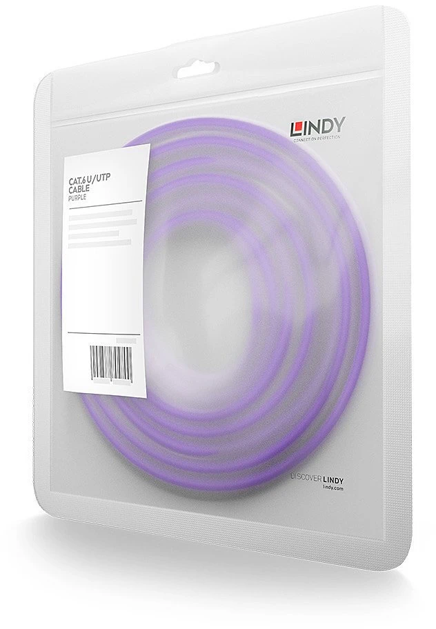 Tinklo Kabelis - LINDY Cat.6 U/UTP Tinklo Kabelis, RJ45, M/M, 250MHz, 15 m, Purpurinis