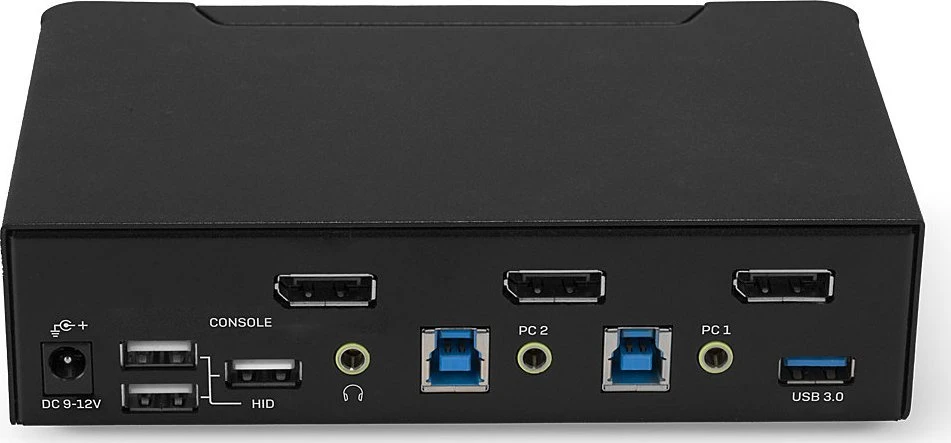 KVM Jungiklis - LINDY 2 Prievadų DisplayPort 1.4, USB 3.0 ir Garso KVM Jungiklis, 7680x4320@60Hz, Juodas