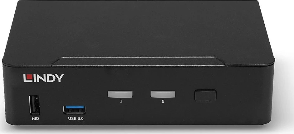 KVM Jungiklis - LINDY 2 Prievadų DisplayPort 1.4, USB 3.0 ir Garso KVM Jungiklis, 7680x4320@60Hz, Juodas