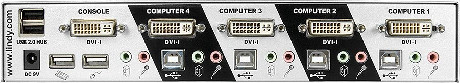 Lindy 4 prievadų DVI-I vienos jungties KVM