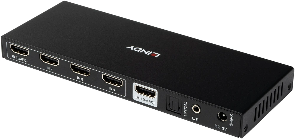 HDMI Jungiklis - LINDY 4 Prievadų HDMI Jungiklis, 8K@60Hz, 48Gbit/s, Juodas