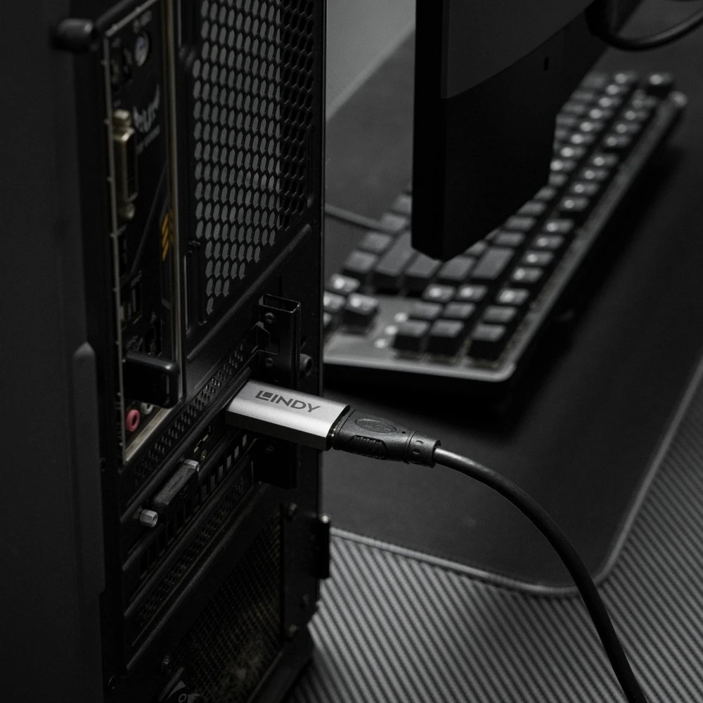 Adapteris - LINDY DisplayPort į HDMI Aktyvus Keitiklis, 8K60Hz, 3840x2160@120Hz, 48Gbps, Pilkas