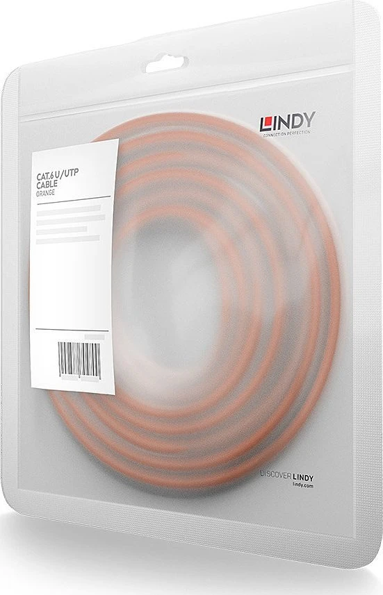 Tinklo Kabelis - LINDY Cat.6 U/UTP Tinklo Kabelis, RJ45, M/M, 250MHz, 0.3 m, Oranžinis