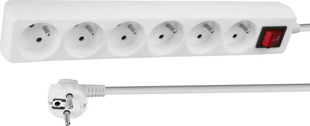 Ilgiklis - LINDY 6 Schuko Lizdų Prailgintuvas su Jungikliu, 1.4 m, Baltas