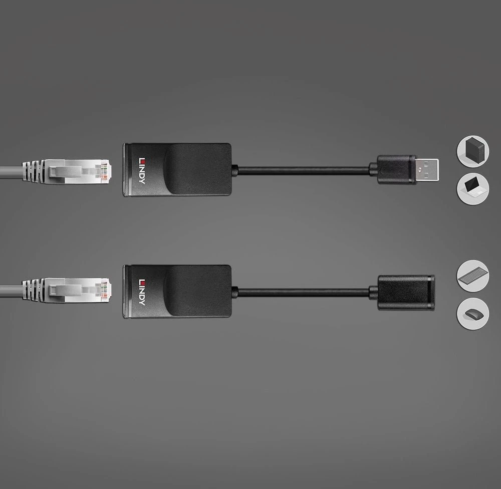 USB Prailginimo Kabelis - LINDY USB 1.1 Cat.6 Prailginimo Kabelis, 12Mbps, 60 m