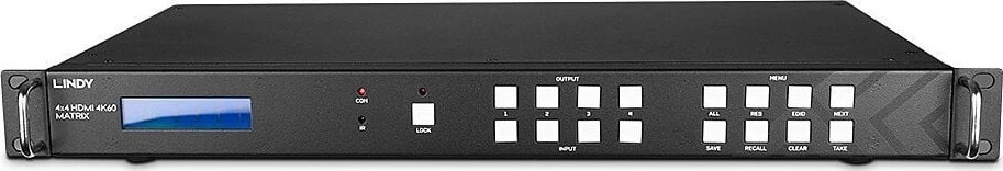 AV Matricos Jungiklis - LINDY 4x4 HDMI 4K60 Matrica, 4x4 Jungimas, Vaizdo Sienos