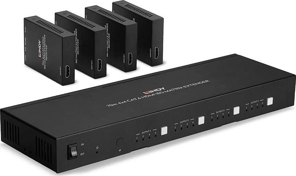 LINDY 4x4 HDMI matrica su keturiais imtuvais