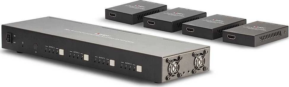 AV Matrix Prailginimas - LINDY Cat.6 4x4 HDMI 4K60 ir IR Matricos Prailginimas, 70 m, Juodas