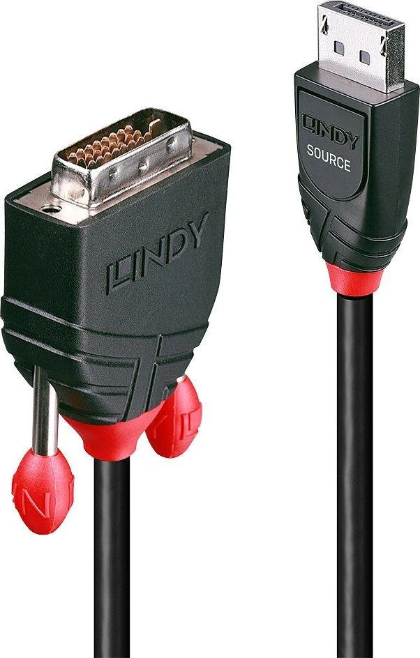 Adapteris - LINDY DisplayPort į DVI-D Adapterio Kabelis, 1920x1200@60Hz, 5 m, Juodas