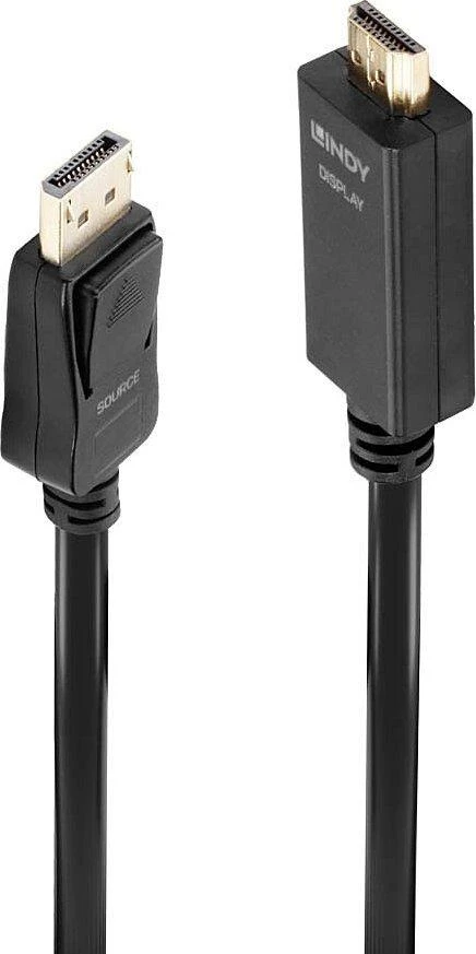 DisplayPort Kabelis - LINDY DisplayPort į HDMI Kabelis, 3840x2160@30Hz, 3 m, Juodas