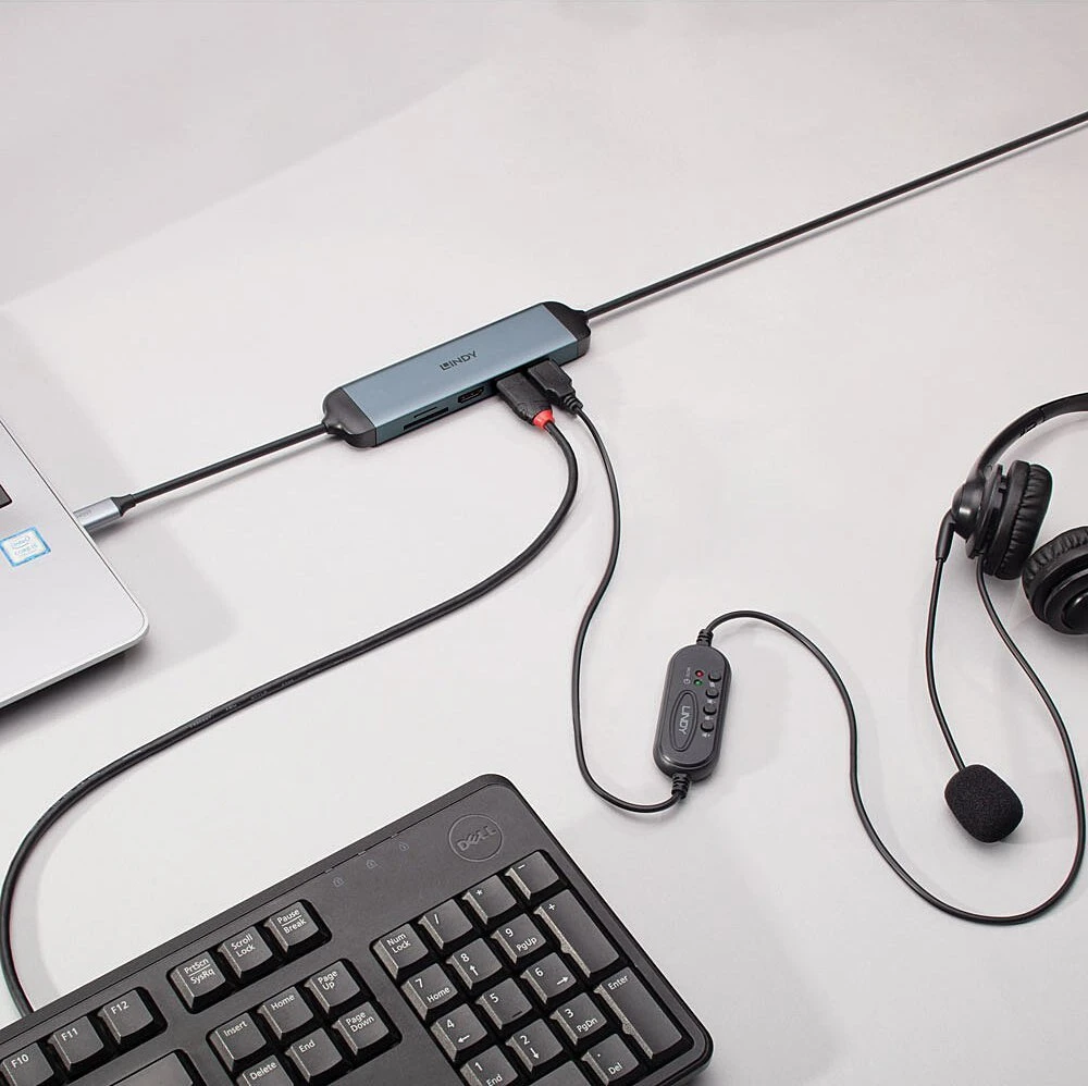 USB-C Dokų Stotis - Lindy DST-Micro 140, 4K HDMI, PD 3.0 60W, USB 3.2 Gen 1