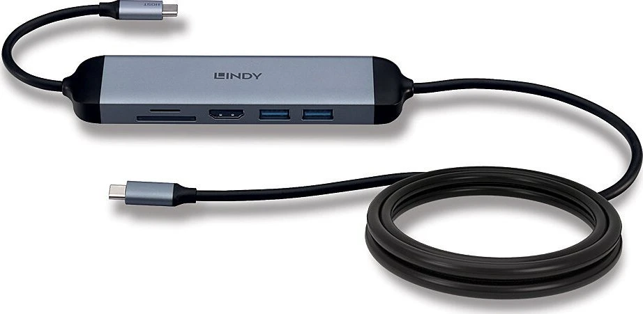 USB-C Dokų Stotis - Lindy DST-Micro 140, 4K HDMI, PD 3.0 60W, USB 3.2 Gen 1