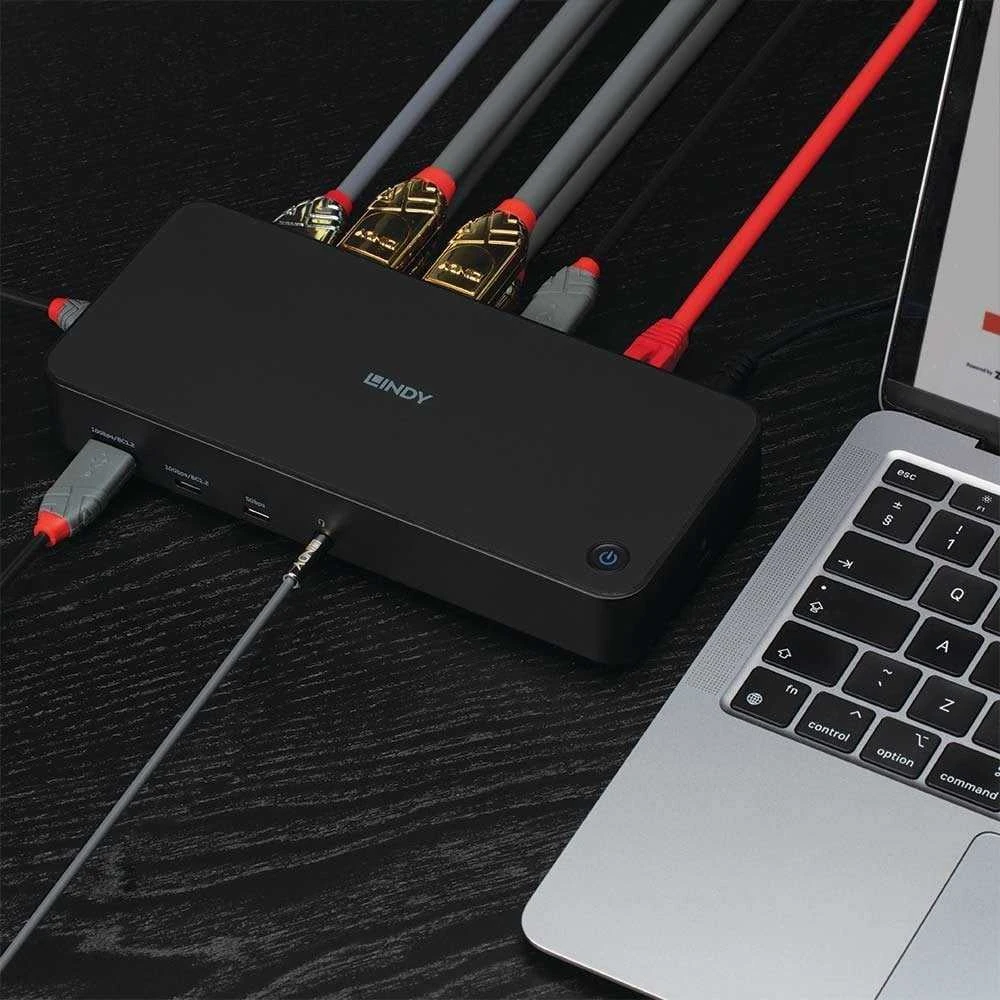 Nešiojamojo Kompiuterio Dokavimo Stotis - LINDY Plugable DST-Pro Universal 3x4K USB-C/Type A 100W, Juoda