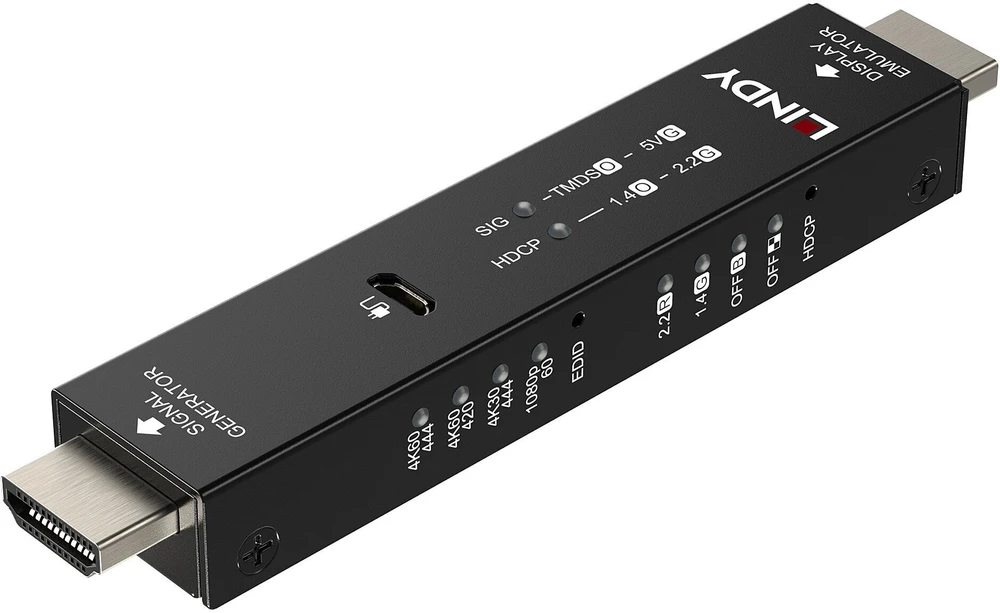 HDMI Signal Generator & Ekranas Emulator - Lindy HDMI 4K60 Signalo Generatorius ir Ekrano Emuliatorius 3840x2160@60Hz Metalinis Korpusas Juodas