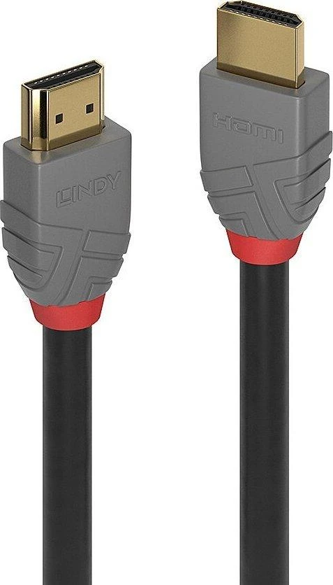 HDMI laidas su pilkomis jungtimis ir auksiniais kontaktais