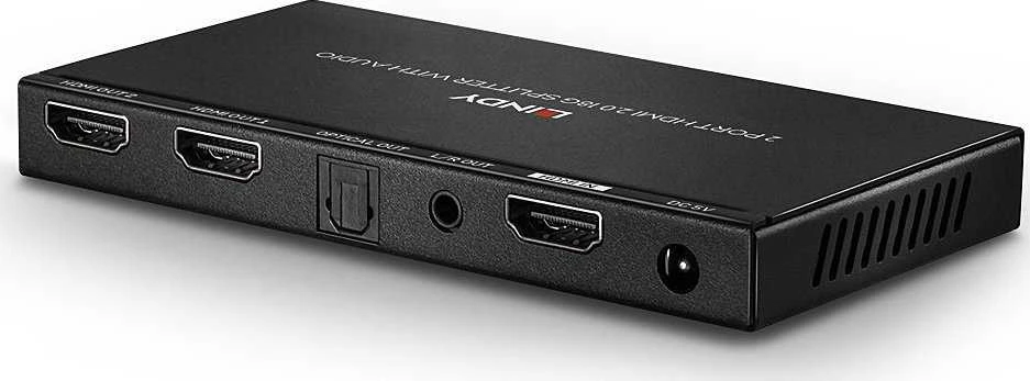 HDMI Skirstytuvas - LINDY 2 Prievadų HDMI Skirstytuvas 18G 4096x2160@60Hz Garso Išgavimas ir Sumažinimas