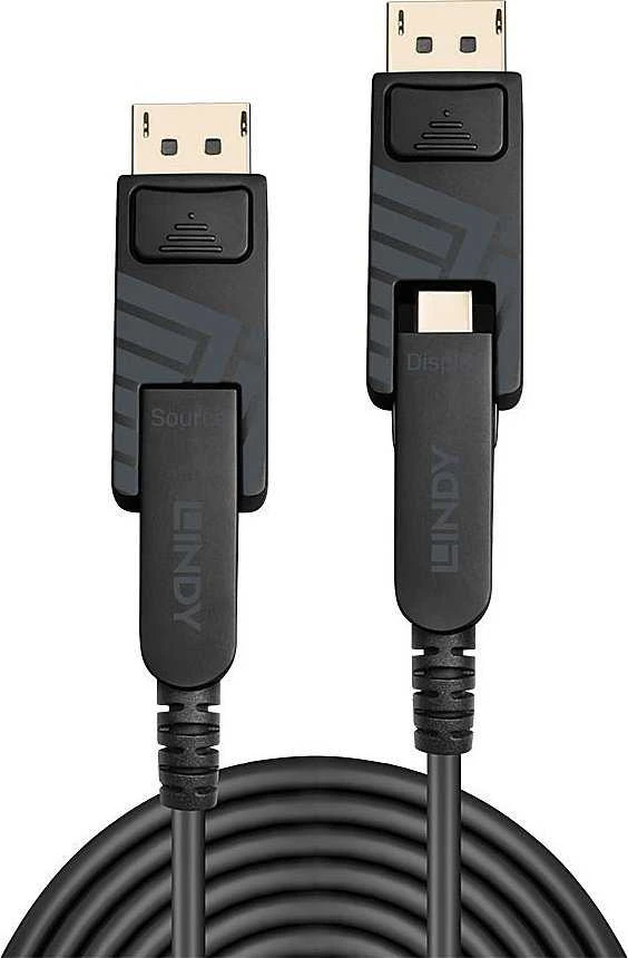 DisplayPort Kabelis - LINDY Šviesolaidinis Hibridinis Mini DisplayPort 1.4 Kabelis, 7680x4320@60Hz, 70 m, Juodas