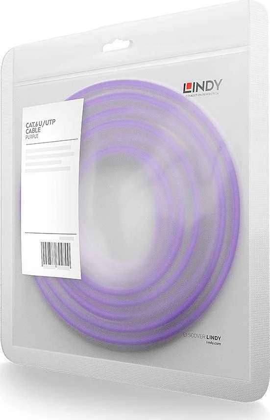 Tinklo Kabelis - LINDY Cat.6 U/UTP Tinklo Kabelis, RJ45, M/M, 250MHz, 5 m, Purpurinis