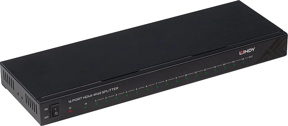 AV Skirstytuvas - LINDY 16 Prievadų HDMI 4K60 3840x2160 18Gbps EDID Valdymas