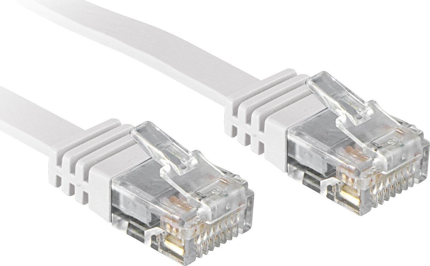 Tinklo Kabelis - LINDY Cat.6 U/UTP Plokščias Tinklo Kabelis, RJ45, M/M, 250MHz, 32AWG, 1 m, Baltas