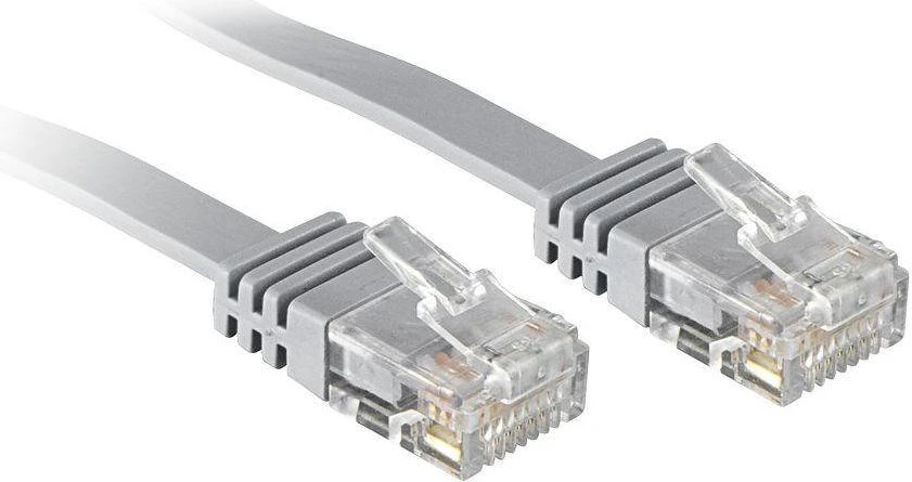 Tinklo Kabelis - LINDY Cat.6 U/UTP Plokščias Tinklo Kabelis, RJ45, M/M, 250MHz, 32AWG, 1 m, Pilkas