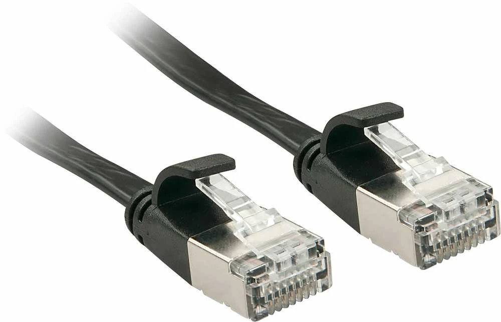 Tinklo Kabelis - LINDY Cat.6A U/FTP Plokščias Tinklo Kabelis, RJ45, M/M, 500MHz, 32AWG, 1 m, Juodas