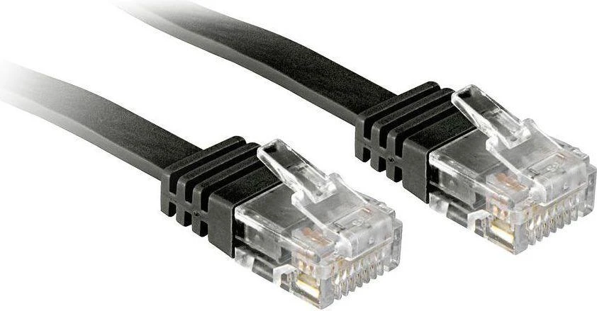 Lindy Patchcord RJ45, 3m, plokščias, juodas (47523)