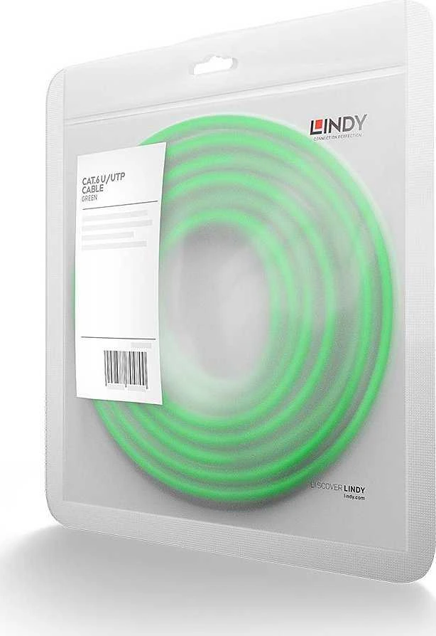 Tinklo Kabelis - LINDY Cat.6 U/UTP Tinklo Kabelis, RJ45, M/M, 250MHz, 5 m, Žalias
