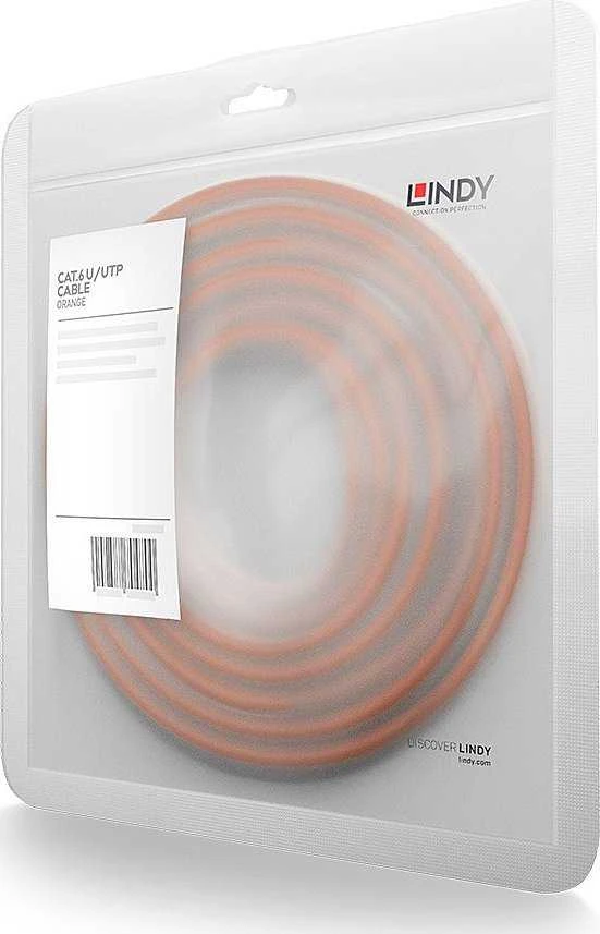 Tinklo Kabelis - LINDY Cat.6 U/UTP Tinklo Kabelis, RJ45, M/M, 250MHz, 1 m, Oranžinė