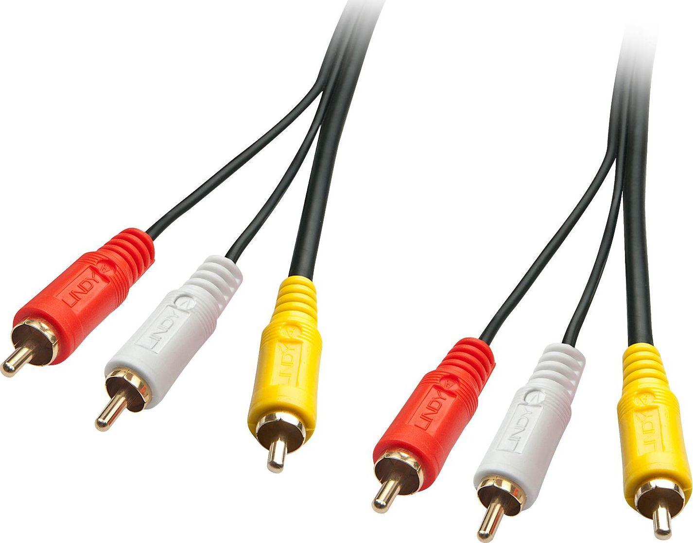 Garso Ir Vaizdo Kabelis - Lindy 3xRCA Kompozitinis Vaizdo Ir Stereo Garso 2 M Paauksuotas