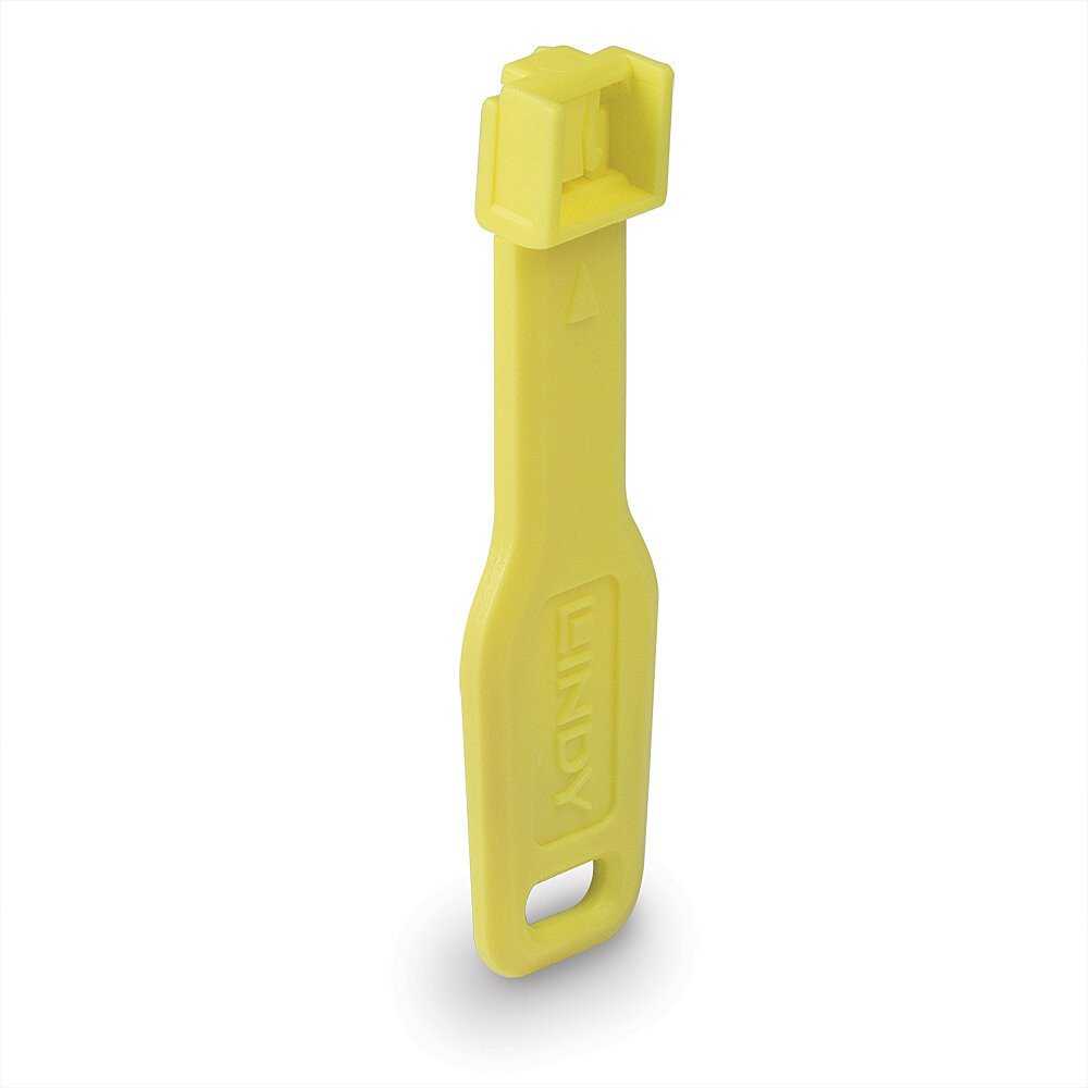 Lindy Tinklo Priedas - RJ45 Prievado Blokatorius 10vnt + 1 Raktas ABS Geltonas