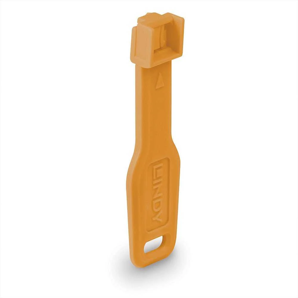 Tinklo Priedas - LINDY RJ45 Prievado Blokatorius 10 vnt. + 1 Raktas, ABS Oranžinis